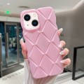 For iPhone 14 Plus Metallic Paint Diamond Lattice Skin Feel Full Coverage Shockproof Phone Case(Pink