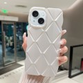 For iPhone 15 Metallic Paint Diamond Lattice Skin Feel Full Coverage Shockproof Phone Case(White)
