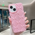 For iPhone 15 Plus Metallic Paint Diamond Lattice Skin Feel Full Coverage Shockproof Phone Case(Pink