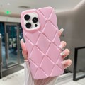For iPhone 15 Pro Metallic Paint Diamond Lattice Skin Feel Full Coverage Shockproof Phone Case(Pink)