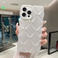 For iPhone 15 Pro Metallic Paint Diamond Lattice Skin Feel Full Coverage Shockproof Phone Case(White