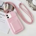 For iPhone 11 Metallic Paint Skin Feel Full Coverage Shockproof Phone Case with Card Bag + Lanyard(P