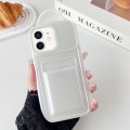 For iPhone 11 Metallic Paint Skin Feel Full Coverage Shockproof Phone Case with Card Bag(White)