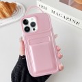 For iPhone 12 Pro Metallic Paint Skin Feel Full Coverage Shockproof Phone Case with Card Bag(Pink)