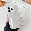 For iPhone 13 Pro Max Metallic Paint Skin Feel Full Coverage Shockproof Phone Case with Card Bag(Whi
