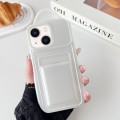 For iPhone 14 Metallic Paint Skin Feel Full Coverage Shockproof Phone Case with Card Bag(White)