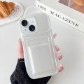 For iPhone 15 Metallic Paint Skin Feel Full Coverage Shockproof Phone Case with Card Bag(White)