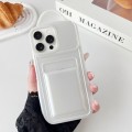 For iPhone 15 Pro Max Metallic Paint Skin Feel Full Coverage Shockproof Phone Case with Card Bag(Whi