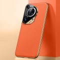 For Huawei Pura 70 Ultra Plain Leather Series Shockproof Phone Case(Orange)