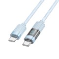 BOROFONE BU46 1.2m 60W USB-C / Type-C to Type-C Basic Charging Data Cable with Display(Blue)