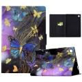 For Samsung Galaxy Tab A9+ Voltage Painted Smart Leather Tablet Case(Gold Butterflies)