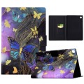 For Samsung Galaxy Tab A7 2020 T500 Voltage Painted Smart Leather Tablet Case(Gold Butterflies)