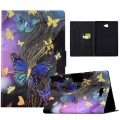 For Samsung Galaxy Tab A 10.1 T580 Voltage Painted Smart Leather Tablet Case(Gold Butterflies)