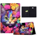 For Samsung Galaxy Tab A 10.1 T580 Voltage Painted Smart Leather Tablet Case(Rose Cat)