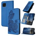 For Sharp Aquos Sense 6/Aquos Sense6s Datura Flower Embossed Flip Leather Phone Case(Blue)