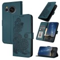 For Sharp Aquos sense7/SH-53C/SHG10 Datura Flower Embossed Flip Leather Phone Case(Dark Green)