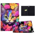 For Amazon Kindle Fire 7 2022 Voltage Painted Smart Leather Tablet Case(Rose Cat)