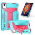 For Lenovo Tab M11/ Xiaoxin Pad 11 2024 T Holder Robot Silicone Hybrid PC Tablet Case(Mint Rose Red)