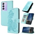 For vivo V30 Lite 5G India/T3 5G IDN Datura Flower Embossed Flip Leather Phone Case(Light blue)