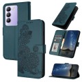For vivo V30 Lite 5G India/T3 5G IDN Datura Flower Embossed Flip Leather Phone Case(Dark Green)