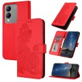 For vivo Y17s 4G Global/Y28 5G India Datura Flower Embossed Flip Leather Phone Case(Red)