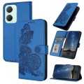 For vivo Y03 4G Global Datura Flower Embossed Flip Leather Phone Case(Blue)