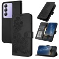 For vivo Y100 5G IDN/Y200e 5G Global Datura Flower Embossed Flip Leather Phone Case(Black)