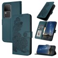 For vivo V30 5G Global/V30 Pro 5G Global Datura Flower Embossed Flip Leather Phone Case(Dark Green)