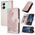 For vivo Y27s 4G Global Datura Flower Embossed Flip Leather Phone Case(Rose Gold)