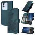 For vivo V29e 5G Global/Y200 5G Global Datura Flower Embossed Flip Leather Phone Case(Dark Green)