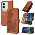 For vivo V29 5G Global/V29 Pro Datura Flower Embossed Flip Leather Phone Case(Brown)