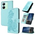 For vivo Y27 5G/Y36 4G India Datura Flower Embossed Flip Leather Phone Case(Light blue)