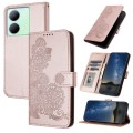 For vivo Y36 5G Global/Y36 4G Global Datura Flower Embossed Flip Leather Phone Case(Rose Gold)