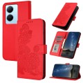 For vivo Y78+ 5G Global/Y78 5G Global Datura Flower Embossed Flip Leather Phone Case(Red)