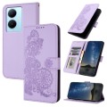 For vivo Y78+ 5G Global/Y78 5G Global Datura Flower Embossed Flip Leather Phone Case(Purple)