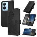 For vivo Y78+ 5G Global/Y78 5G Global Datura Flower Embossed Flip Leather Phone Case(Black)