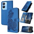 For vivo Y56 5G Global/Y16 4G Global Datura Flower Embossed Flip Leather Phone Case(Blue)