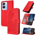 For vivo Y56 5G Global/Y16 4G Global Datura Flower Embossed Flip Leather Phone Case(Red)