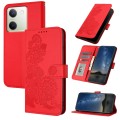 For vivo Y100 5G Global Datura Flower Embossed Flip Leather Phone Case(Red)