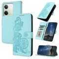 For vivo Y100 5G Global Datura Flower Embossed Flip Leather Phone Case(Light blue)