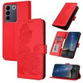 For vivo V27 5G Global/V27 Pro 5G Global Datura Flower Embossed Flip Leather Phone Case(Red)