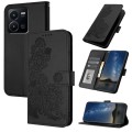 For vivo Y35 4G Global/Y22s 4G Global Datura Flower Embossed Flip Leather Phone Case(Black)