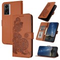 For vivo Y75 5G Global/T1 5G Global Datura Flower Embossed Flip Leather Phone Case(Brown)