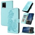 For vivo Y33s 4G Global/Y21/Y21s/Y21t Datura Flower Embossed Flip Leather Phone Case(Light blue)