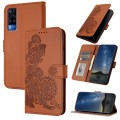 For vivo Y53s 4G/Y51a/Y33 4G Datura Flower Embossed Flip Leather Phone Case(Brown)