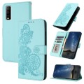 For vivo Y70s Datura Flower Embossed Flip Leather Phone Case(Light blue)