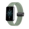For Honor Band 9 Magnetic Folding Black Buckle Silicone Watch Band(Grey Green)