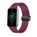 For Honor Band 9 Magnetic Folding Black Buckle Silicone Watch Band(Wine Red)