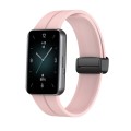 For Honor Band 9 Magnetic Folding Black Buckle Silicone Watch Band(Light Pink)