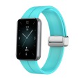 For Honor Band 9 Magnetic Folding Silver Buckle Silicone Watch Band(Teal)